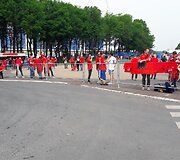 Albanijos rinktinės sirgaliai nudažė Lanso gatves