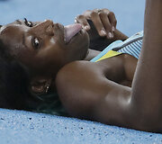 Shaunae Miller įspūdingas fini&scaron;as