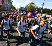 Mokslų metų pradžios studentų eisena Gedimino pr. 