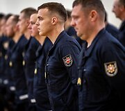 2026 m. spalio 16 d. Ugniagesių gelbėtojų mokykloje prisiekė būsimi ugniagesiai - NM-2026/180 grupės kursantai