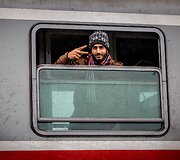 Migrantų portretai Tovarniko (Kroatija) geležinkelio stotyje