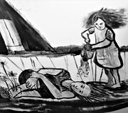 5Adelės Liepos Kaunaitės pie&scaron;inio fragmentas vir&scaron; lovos