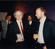 Werner Pfaff su Vaclovu Augustinu aptarinėja rezultatus 1996 m.