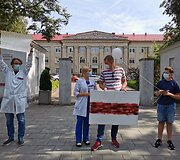 Medikų palaikymo akcija Baltarusijos piliečiams