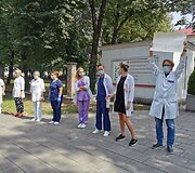 Medikų palaikymo akcija Baltarusijos piliečiams