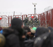 Migrantai Baltarusijoje prie sienos su Lenkija