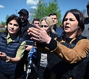 Vokietijos užsienio reikalų ministrė Annalena Baerbock Ukrainoje