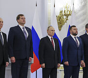 Vladimiras Saldo, Jevgenijus Beliackis, Rusijos prezidentas Vladimiras Putinas, Denisas Pu&scaron;ilinas ir Leonidas Pasečnikas