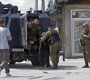 Kumanovo miestas po pasibaigusios operacijos prie&scaron; numanomą ginkluotą albanų grupuotę