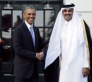 Barakas Obama su Kataro Emyru &Scaron;eichu Tameem bin Hamad Al Thani
