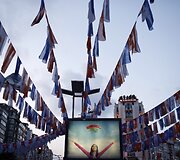 Agitacinės partijos vėliavėlės prie&scaron; rinkimus Stambule, Turkijoje