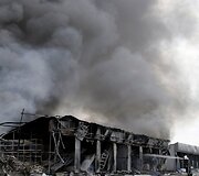 Gaisras Donecke po separatistų ir Ukrainos pajėgų susi&scaron;audymo
