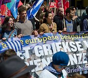 Solidarumo su Graikija demonstracija Briuselyje