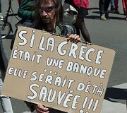 Solidarumo su Graikija demonstracija Briuselyje