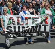 Solidarumo su Graikija demonstracija Briuselyje