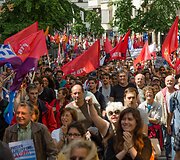Solidarumo su Graikija demonstracija Briuselyje