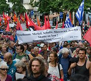 Solidarumo su Graikija demonstracija Briuselyje