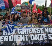 Solidarumo su Graikija demonstracija Briuselyje