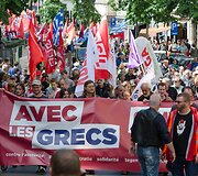 Solidarumo su Graikija demonstracija Briuselyje