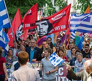 Solidarumo su Graikija demonstracija Briuselyje