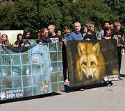 Didžiausia Baltijos &scaron;alių demonstracija prie&scaron; kailinių žvėrelių fermas