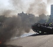 Protestuojantys Paryžiaus taksi vairuotojai