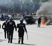Protestuojantys Paryžiaus taksi vairuotojai