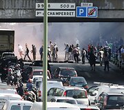 Protestuojantys Paryžiaus taksi vairuotojai