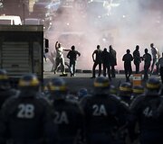 Protestuojantys Paryžiaus taksi vairuotojai