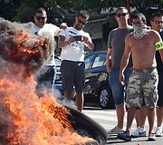 Protestuojantys Paryžiaus taksi vairuotojai