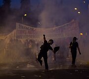 Protestuojantys atėniečiai