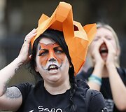 Protestas, reikalaujantis palikti galioti lapių medžioklės draudimą Londone