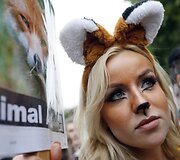 Protestas, reikalaujantis palikti galioti lapių medžioklės draudimą Londone