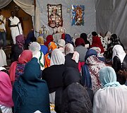 Krik&scaron;čionių bažnyčia migrantų stovykloje Kalė mieste Prancūzijoje