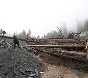 Potvynis ir purvo nuo&scaron;liauža Aliaskoje
