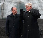 Prancūzijos prezidentas Francois Hollande'as ir Islandijos prezidentas Olafuras Ragnaras Grimssonas
