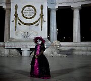 Animacinio personažo &bdquo;Catrina&ldquo; persirengėlių paradas Meksikoje