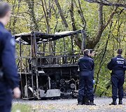 Tragi&scaron;kos autobuso ir sunkvežimio avarijos Prancūzijoje vieta