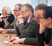 I&scaron; kairės &ndash; LR kultūros ata&scaron;ė Lenkijoje Rasa Rimičkaitė, Leonidas Donskis, &Scaron;arūnas Liekis, Konstanty Gebert
