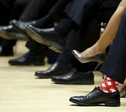 Ry&scaron;kiaspalvės Kanados premjero Justino Trudeau kojinės