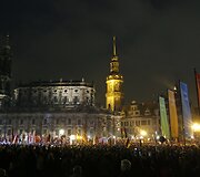 Spalio 19 diena. Prie&scaron; imigraciją nukreipta  demonstracija Dresdene