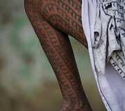 Žemiausios kastos induistai garbinantys dievą Ramą savo kūną puo&scaron;ia tatuiruotėmis