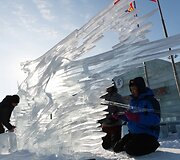 Sniego ir ledo skulptūros Harbino festivalyje Kinijoje