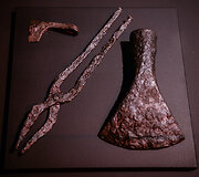 Vikingų archeologinių artefaktų parodos eksponatai