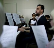 Aklųjų ir silpnaregių mokykloje Palestinoje vaikai mokomi pasitelkiant muziką