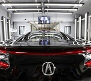 Superautomobilio &bdquo;Acura NSX&ldquo; gamybos linija Ohajo gamykloje