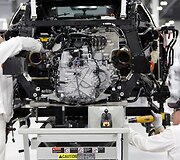 Superautomobilio &bdquo;Acura NSX&ldquo; gamybos linija Ohajo gamykloje