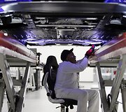 Superautomobilio &bdquo;Acura NSX&ldquo; gamybos linija Ohajo gamykloje