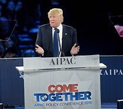 Donaldas Trumpas proizraelieti&scaron;kos JAV lobistinės organizacijos AIPAC konferencijoje Va&scaron;ingtone
