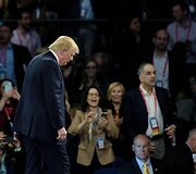 Donaldas Trumpas proizraelieti&scaron;kos JAV lobistinės organizacijos AIPAC konferencijoje Va&scaron;ingtone